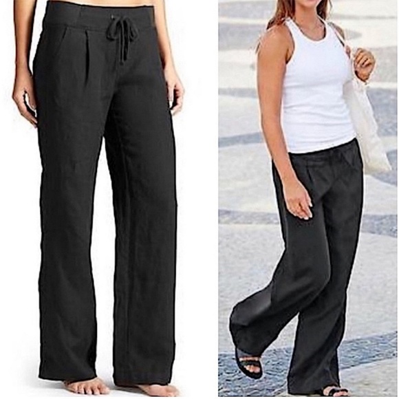 Athleta Pants - Athleta wide leg linen pants black 6